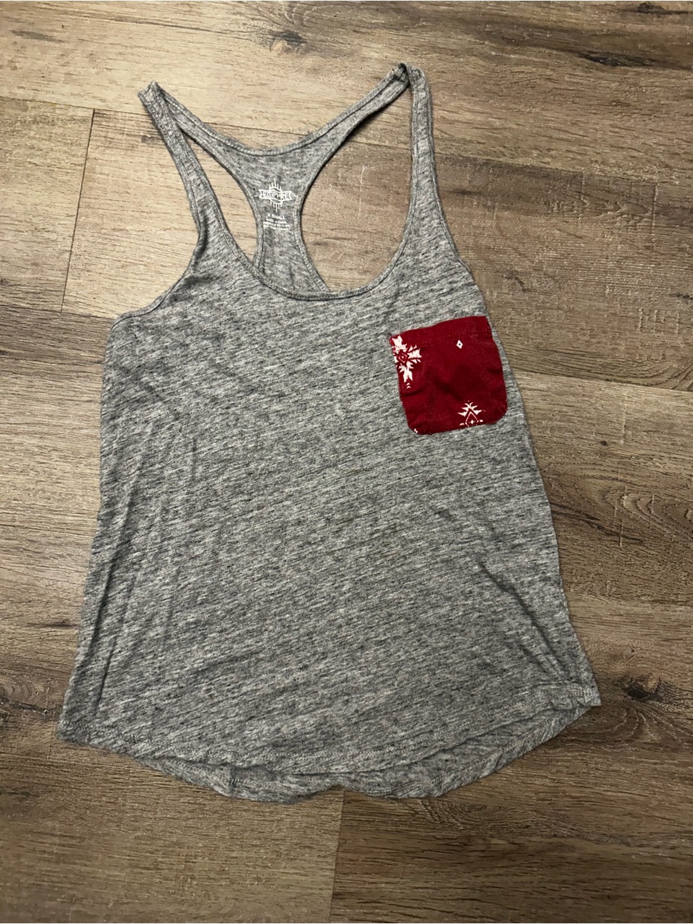 Empyre Gray Racerback Tank with Red Printed Pocket